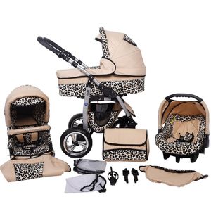 Kinderwagen Dino + Autositz Beige Leo 3in1 mit Babyschale