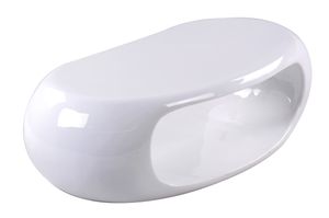 SalesFever Couchtisch oval | Hochglanz lackiert | Fiberglas | mit Ablagefach | B 111,5 x T 52 x H 34 cm | weiß