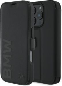 BMW BMBKP16L23RMRLK iPhone 16 Pro 6,3" černé knížkové ochranné pouzdro Signature Leather Wordmark