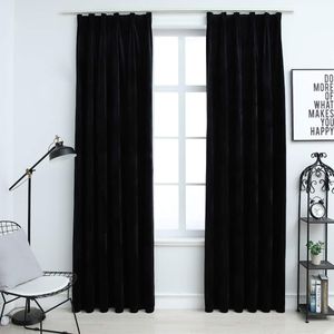 vidaXL Zatemňujúce závesy s háčikmi 2 ks Velvet Black 140x175 cm