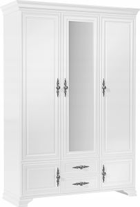 Kleiderschrank Weißer mit Spiegel große Regale, Schubladen 160cm WERSAL Kleiderschrank Weißer mit Spiegel große Regale, Schubladen 160cm WERSAL
