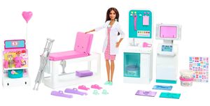 Barbie Krankenstation Set mit Puppe (Brünett), Anziehpuppe inkl. Zubehör