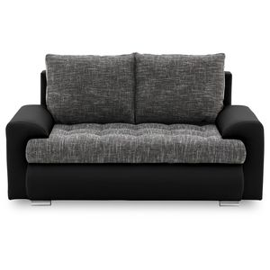 Sofa TOKIO VIII 160x96 mit Schlaffunktion - Farben zur Auswahl - Bettkästen - STOFF LAWA 17 + SOFT 11 Dunkelgrau&Schwarz