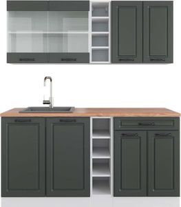 Vicco Jednotková kuchyně R-Line, 160 cm , PD Dub, Antracitový venkovský dům/bílá