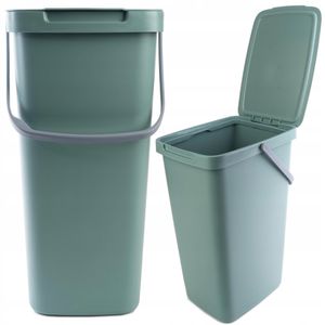 KADAX Abfallbehälter mit Deckel und Griff, Abfalleimer aus Plastik, Mülleimer für die Mülltrennung (Grün, 20L)