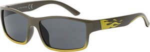 Jungen Mädchen Kinder Sonnen Brille Designer Modern mit Flammen Motiv 30555 Grün