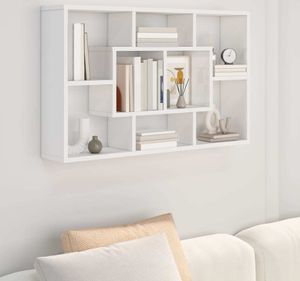 vidaXL Wandregal Hochglanz-Weiß 85x16x52,5 cm Holzwerkstoff