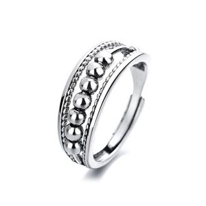 INF Anti-Stress-Ring mit drehbaren Perlen verstellbar Silber Silber S