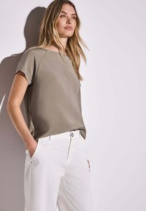 Street One T-Shirt 'Shirt mit Tunnelzug', A323139, vintage stone, Gr. 38