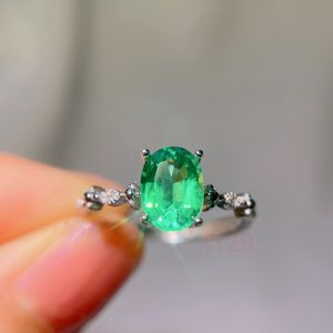 Damen-Ring mit natürlichem Smaragd, S925-Silber, Geschenk für Damen