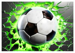 Vlies Fototapete Kinderzimmer Junge Fußball 3D Effekt Sport (416x254 cm - inkl. Kleister) Kinder Wandtapete Modern Tapete Montagefertig