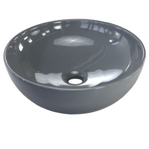 Paplinskimoebel Keramik-Aufsatzwaschtisch ROUND OVAL für Bad und Gäste-WC ohne Hahnloch und ohne Überlauf Aufsatzwaschtisch light graphite