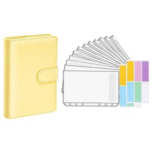 1 Set Budgets Planer transparente Taschen wasserdichte Kunstleder -Quittungs -Gutschein Bargeldumschlag Binder Bürovorräte-Gelb