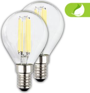Briloner EEK A 2er Set Filament LED Lampe E14, Tropfen, Warmweißes Licht, Effizienzklasse A, Ø3,5 x 9,8 cm