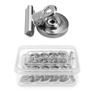 Navaris Kühlschrank Magnet Clips Set - 15x Magnetclip Kühlschrankmagnete sehr stark mit Klammer - Deko für Küche Magnettafel Whiteboard Silber