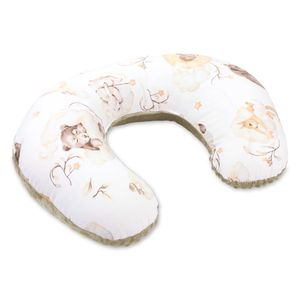 Stillkissen klein Minky 130 x 45 cm - Stillhörnchen kleines Still Kissen Nursing Breastfeeding Pillow für unterwegs Schlummer Bär Khaki