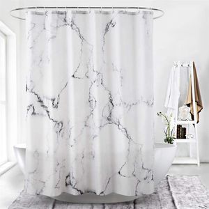Duschvorhang Textil Polyester Wasserdicht Duschvorhang Anti-schimmel Marmormuster Digitaldruck Waschbar mit 12 Duschvorhang Ring Kunststoff 180x180cm
