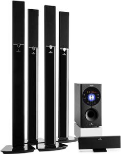 auna Areal Surround Heimkino 5.1- Soundsystem Kanal Heimkinosystem Lautsprechersystem 5.1 heimkinosystem mit 145 Watt RMS, 16,5 cm (6,5")-Sidefiring-Subwoofer, Bassreflex, Bluetooth, schwarz