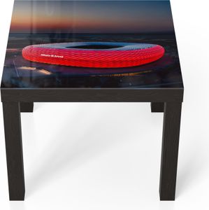 DEQORI Couchtisch 55x55 cm Schwarz 'Allianz Arena, München' Glas Beistelltisch