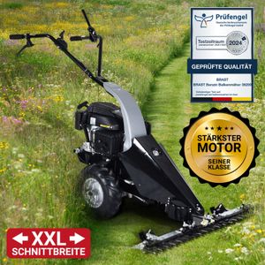 BRAST Balkenmäher Benzin 3,5kW(4,8PS) mit Antrieb Schnittbreite 97cm Luft-Bereifung mit Geländeprofil Rasenmäher Hochgrasmäher 196ccm