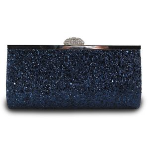 Tmavě modrá dámská třpytivá elegantní večerní taška lesklá kabelka obálka s kamínky pod paží taška s řetízkem na svatební párty, 23 cm x 12 cm x 4 cm