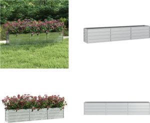 vidaXL Garten Hochbeet 240x40x45 cm Verzinkter Stahl Silber - Garten-Hochbeet - Garten-Hochbeete - Hochbeet - Pflanzkübel