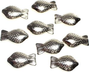 85 Fische metallic silber 3,5cm mit Loch Streudeko Tischdeko Taufe Kommunion