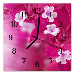 Glasuhr Wanduhr Küchenuhr Echt-Glas 30x30 cm Blumen rosa