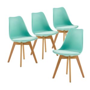 IPOTIUS 4er Set SGS Esszimmerstühle mit Massivholz Buche Bein, Skandinavisch Design Gepolsterter Küchenstühle Stuhl Küche Holz, Mintgrün