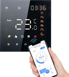 WiFi Intelligent Raumthermostat Warmwasserbereitung Fußbodenheizung Thermostat APP Control Voice Heizung Kompatibel mit Alexa/Google für zu Hause, 3A