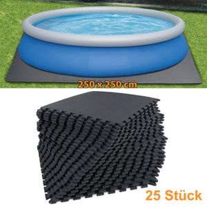 RAMROXX Pool Unterlage Spielboden Schutzmatten Schwarz 10mm 25 Stück 250x250cm