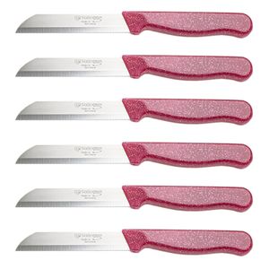 SOLINGEN Messer Allzweckmesser Pink Flitter Obstmesser Sehr scharf Schälmesser, Stückzahl:6 Stück