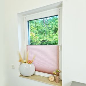 Premium Klemmfix-Plissee ohne bohren, Faltrollo Rollo Jalousie für Fenster Tür Rosa 60 cm 100 cm