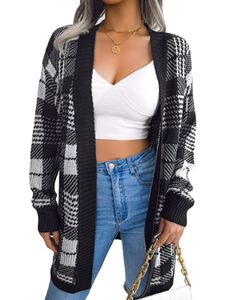 Damen Schnürung Pullover Warme Strickjacke Lässig Mittelgroße Jumper Tops,Farbe:Schwarz,Größe:S