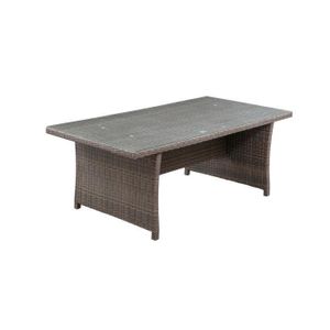 Gartentisch für 8 Personen - 200 x 100 x H.75 cm - Tischplatte aus Stahl, gewebtem Harz und Glas