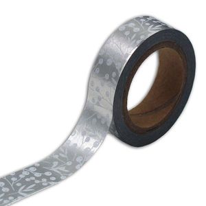 Washi Tapes silberfarben Weihnachtslaub - 15 mm x 5 m