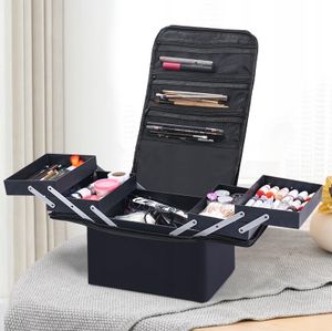💎Kosmetikkoffer Make Up Tasche Schminkkoffer Reisebeutel Beautycase Kosmetiktasche Make-up Organizer Box Aufbewahrungsbox Faltbar Schwarz 💎