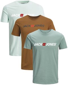 Jack & Jones 3er-Set Herren T-Shirts Print Shirt Corp-Tee, 3er-Slim Mix 27-Corp-XL