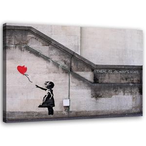 Feeby Wandbild auf Vlies Banksy Mädchen mit Luftballon 120x80 Leinwandbild Bilder Bild