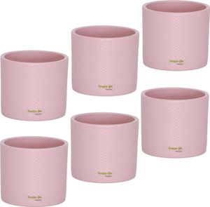 Set6 6 Keramik Blumentöpfe Toscana silber rosa Ø 13.5 cm H 12.5 cm