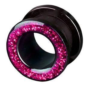 viva-adorno 1 Stück 3mm Flesh Tunnel Acryl Glitzerdesign zum Schrauben Z2c, Pink