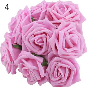1 Bouquet 10 PCs Brautbrautjungfer Rose Blumenkopf Party Hochzeitsstrauß-Rosa