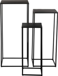 Mica Decorations Quinty Beistelltisch - 3er-Set - L30 x B30 x H70 cm - Metall - Schwarz