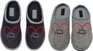 Sprint Sport "Lieblingsmensch" Hausschuhe Damen Pantoffel hellgrau, Gr.37