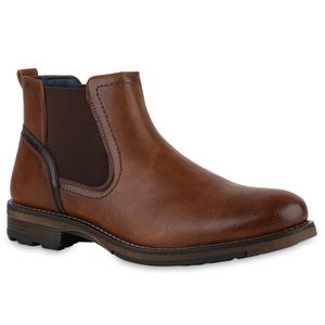 VAN HILL Herren Chelsea Boots Stiefel Klassisch Business Profil-Sohle Schuh 840731, Farbe: Hellbraun, Größe: 43