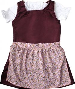 3-tlg Kinder Dirndl Mädchendirndl Dirndlbluse Dirndlschürze Kleid Bordeaux, Größe:140