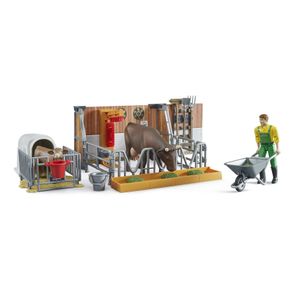 BRUDER bworld Kuh- und Kälberstall m. LW  62611