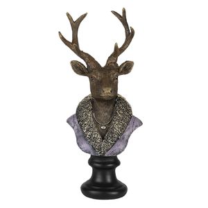 Clayre & Eef Figur Hirsch 10x9x23 cm Braun Violett Polyresin