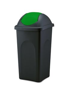 Mülleimer schwarz mit farbigem Schwingdeckel 30 / 60 L - aus hochwertigem Kunststoff - Müllsammler Abfalleimer Mülltonne Abfallbehälter - Küche Büro : 30 L : Grün Schwarz