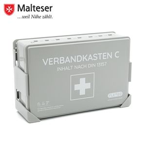 FLEXEO Betriebsverbandkasten nach DIN 13157 inkl. Wandhalterung 26 x 17 x 8.5 cm, 1 Stück, grau